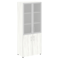 Шкаф высокий широкий (2 низких фасада ЛДСП + 2 средних фасада стекло в раме) Yalta LT.ST-1.2 R  снежная патина